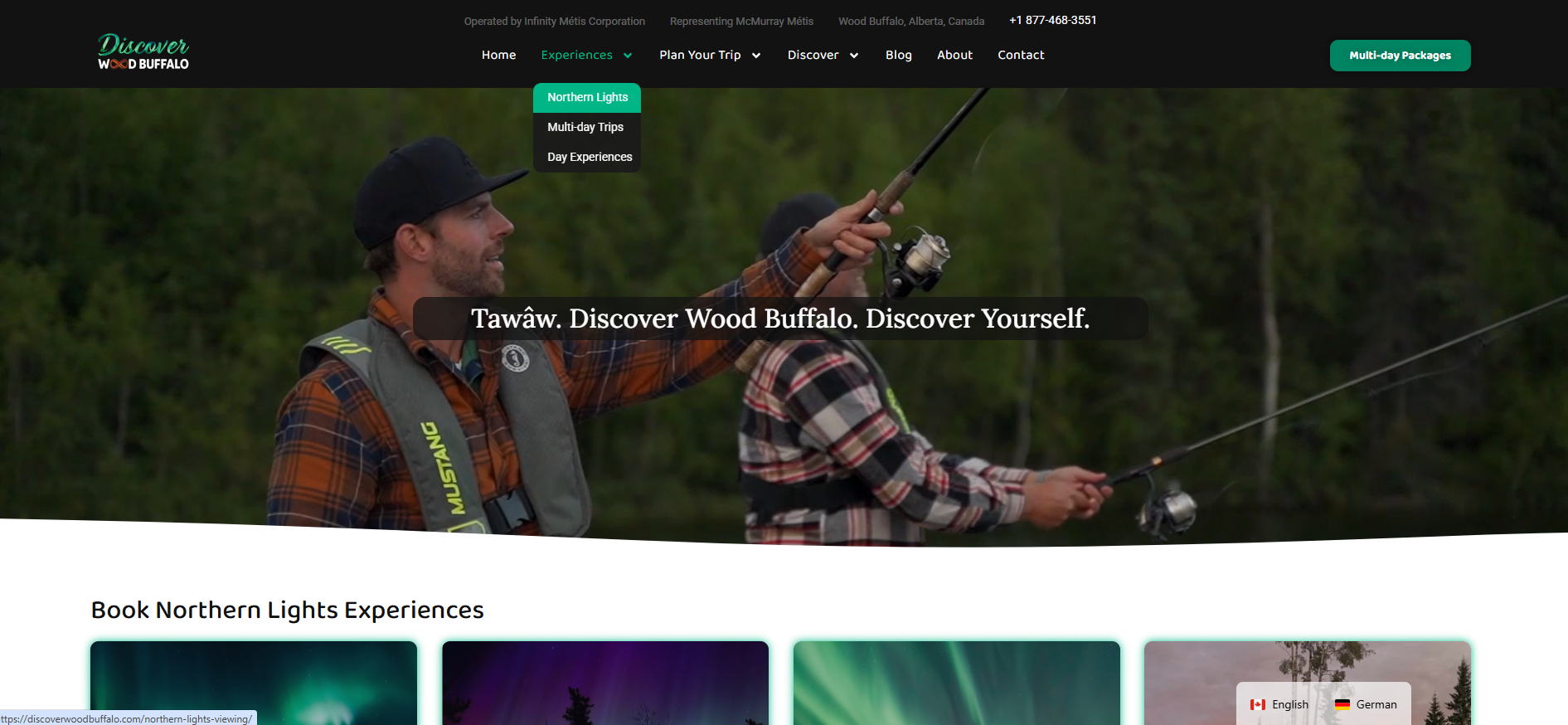 Discover Wood Buffalo website preview homepage